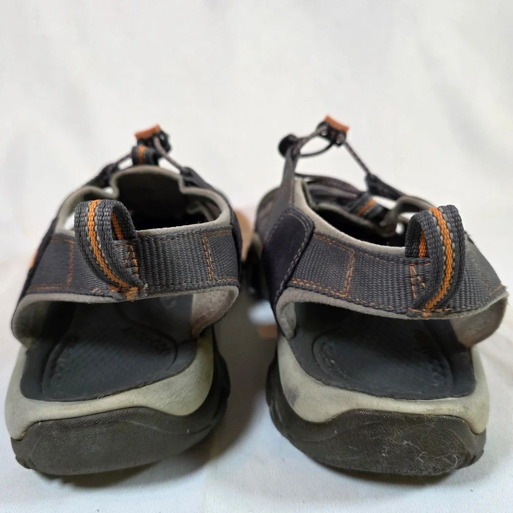 KEEN Newport H2 Mens 13 Sandals Grey Orange Waterproof Hiking Shoes Rugged Trail